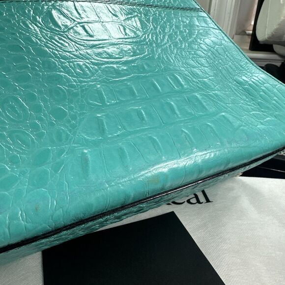 Kate Spade Orchard Valley Doris Croc Embossed Leather Bag Satchel Turquoise - Picture 5 of 9